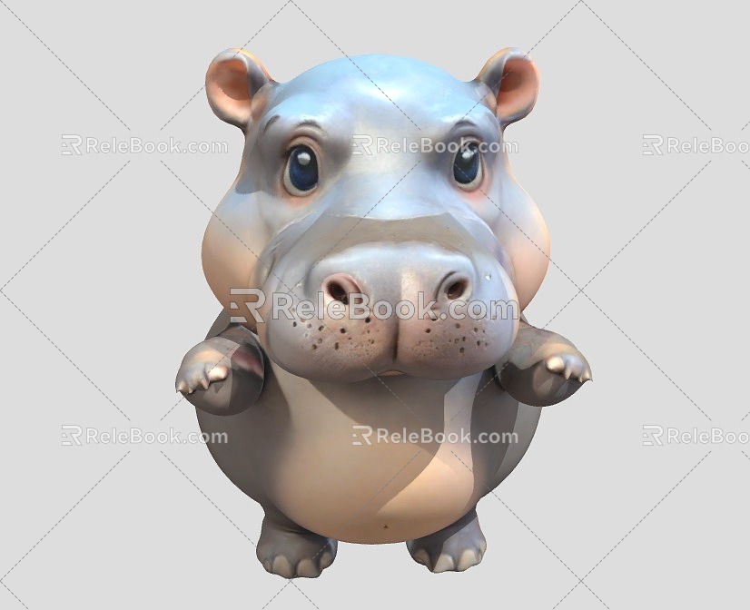 Hippo cartoon hippo 3d model