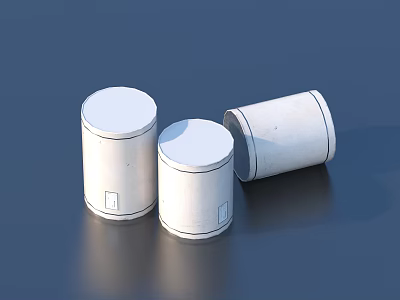 White Cylindrical Household Storage Containers With Minimalist Design And Stackable Features 3d model