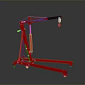 Red Car Lifting Crane With Stable Base And Hanging Hook
