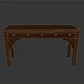 Traditional Chinese Style Mahogany Table With Carved Diamond Decorations And Elegant Leg Design