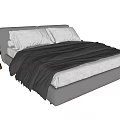 Modern Gray Upholstered Double Bed With Soft Pillows And Cozy Bedspread 3d model
