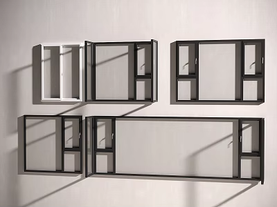 Modern Floor to Ceiling Windows With White And Black Sliding Frame Designs 3d model