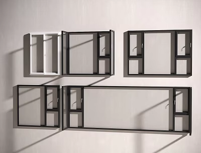 Modern Floor to Ceiling Windows With White And Black Sliding Frame Designs 3d model
