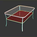 Minimalist Dining Table With White Metal Frame And Transparent Glass Top Featuring Intricate Cutout Pattern