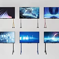 Contemporary Television Sets With Stand Mounts And Various Screen Display Designs 3d model