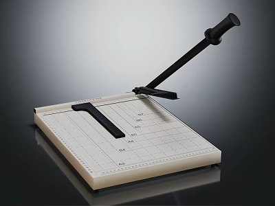 Manual Paper Cutter With Black Handle White Cutting Board And Measurement Lines 3d model
