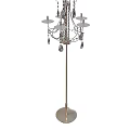 Tech Exhibition Hall Interior Featuring Floor Lamp With Multiple Disc Shades Crystal Decorations And Metal Stand