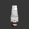 Detailed Sailing Ship Model With White Sails Orange And Blue Hull Design