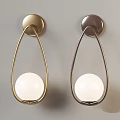 Gold Black and Silver Wall Lamps with Circular Frame and Spherical Shade 3d model