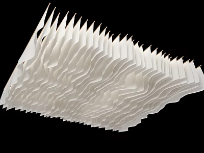 Modern Artistic Ceiling Design With Wavy Layered Folded White Textured Panels 3d model