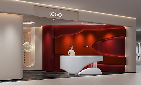 Front desk and background wall 3d model