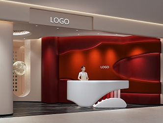 Front desk and background wall 3d model