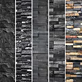Black And Gray Stone Wall Design With Three Different Textures 3d model