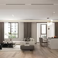 Modern Living Dining Room Interior With Marble Coffee Table Blue Sofa TV And Green Plant