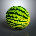 Fresh Ripe Watermelon With Green And Yellow Stripes On Smooth Surface