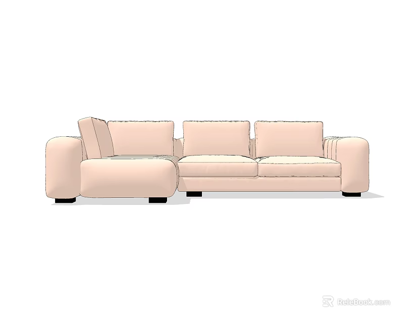Modern Light Pink L Shaped Sectional Sofa With Comfortable Seats 3d model