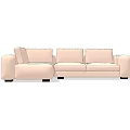 Modern Light Pink L Shaped Sectional Sofa With Comfortable Seats 3d model