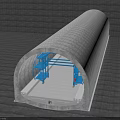 Spacious Concrete Tunnel Interior Featuring Blue Metal Framework And Construction Structure 3d model