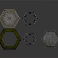 Stone Textured Scene Components With Various Shapes And Mossy Green Accents