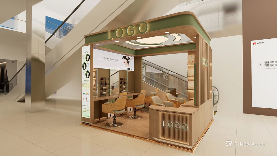 Modern Beauty and Hair Salon Interior Design With Styling Chairs Mirrors And Workstations 3d model 