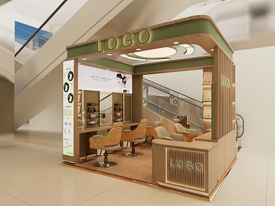 Modern Beauty and Hair Salon Interior Design With Styling Chairs Mirrors And Workstations 3d model