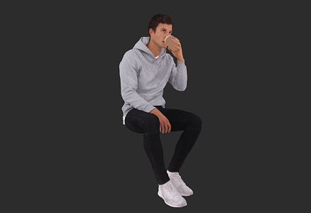 Sitting Men Drinking Water Boys Handsome Men 3d model