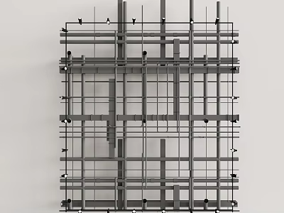Metal Pipes Forming Grid Structure in Industrial Building Construction Setup 3d model