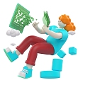 Modern game character play mobile character 3d model