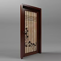 New Chinese Style Single Open Fan Door 3d model