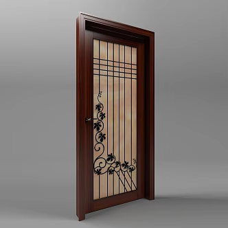 New Chinese Style Single Open Fan Door 3d model