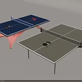 Sports Equipment Professional Ping Pong Tables With Blue Gray Surfaces Orange White Stands And Rackets