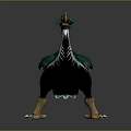 Bird With Green Feathers Orange Beak White Neck Black Body Standing On Dark Background