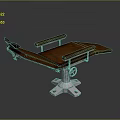 Medical Examination Table With Wooden Surface Metal Frame Adjustable Armrests And Metal Base