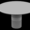 Modern Clear Round Glass Table with Cylindrical Base and Striped Design Details