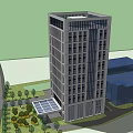 Modern High Rise Office Building With Glass Windows And Surrounding Green Trees