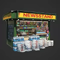Green Yellow Exterior Newsstand Commercial Equipment With Magazines Newspapers Bottled Water And External Goods