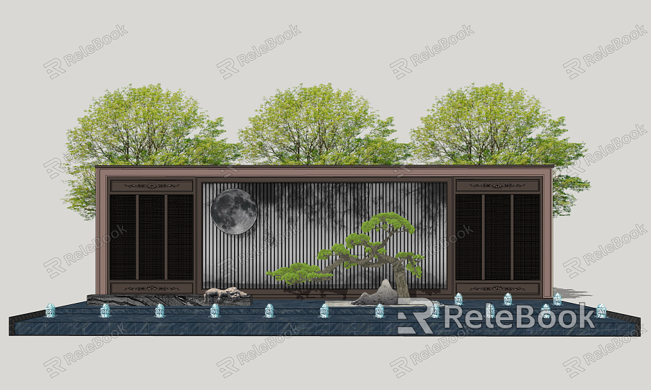 New Chinese Style Landscape Wall Landscape Zen Cultural Landscape Wall model