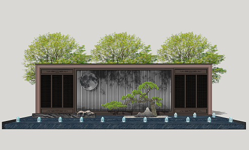 New Chinese Style Landscape Wall Landscape Zen Cultural Landscape Wall 3d model