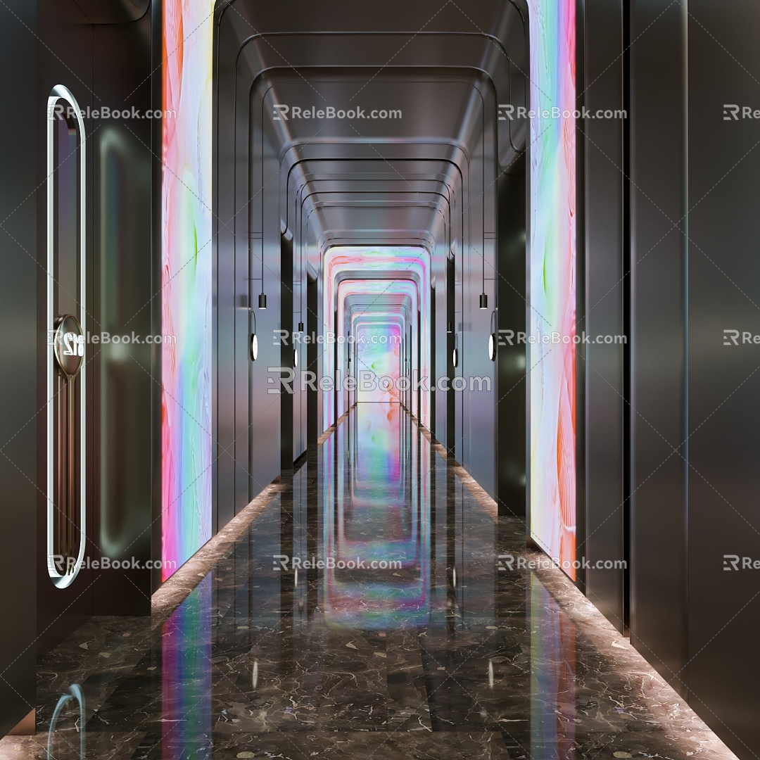 Hotel aisle KTV corridor 3d model