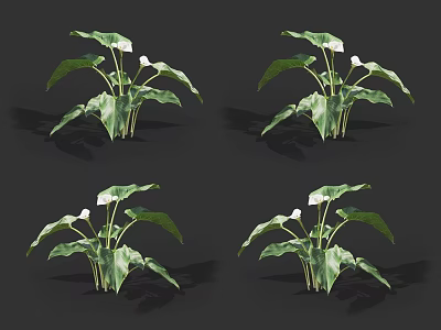 Lush Decorative Flowers With Vibrant Green Foliage And Delicate White Blooms 3d model
