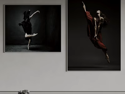 Figure Paintings Featuring Dancers in Black and White and Colorful Dancing Poses for Wall Decor 3d model