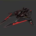 Sci Fi Black Aircraft Model With Red Accents And Streamlined Wings