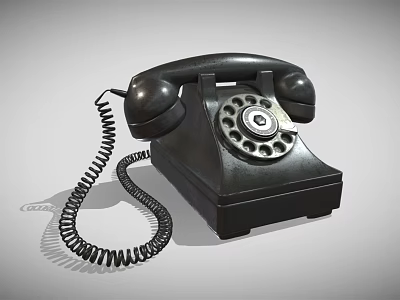 Vintage Black Telephone With Rotary Dial And Coiled Cord Classic Communication Device 3d model