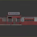Gas Station Equipment With Fuel Pump Red White Building And Fast Navy Service Sign