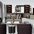 Modern Sofa Coffee Table Combination with Decorative Pillows Vase and Area Rug