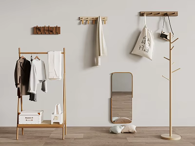clothes hanger clothes hook clothes ornaments floor mirror 3d model