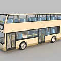 Beige And Black Double Decker Bus With Upper Lower Seats And Windows 3d model