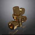 Gold Plated Metal Valve Fitting With Connection Components And Shiny Surface Finish 3d model