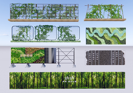 Modern Plant Wall Green Plant Wall False Wall Temporary Enclosure Hedge Wall Climbing Vine Wall Keel Layout 3d model