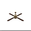 Elegant Decorative Ceiling Fan Light with Four Blades Golden Finish Illuminated Center